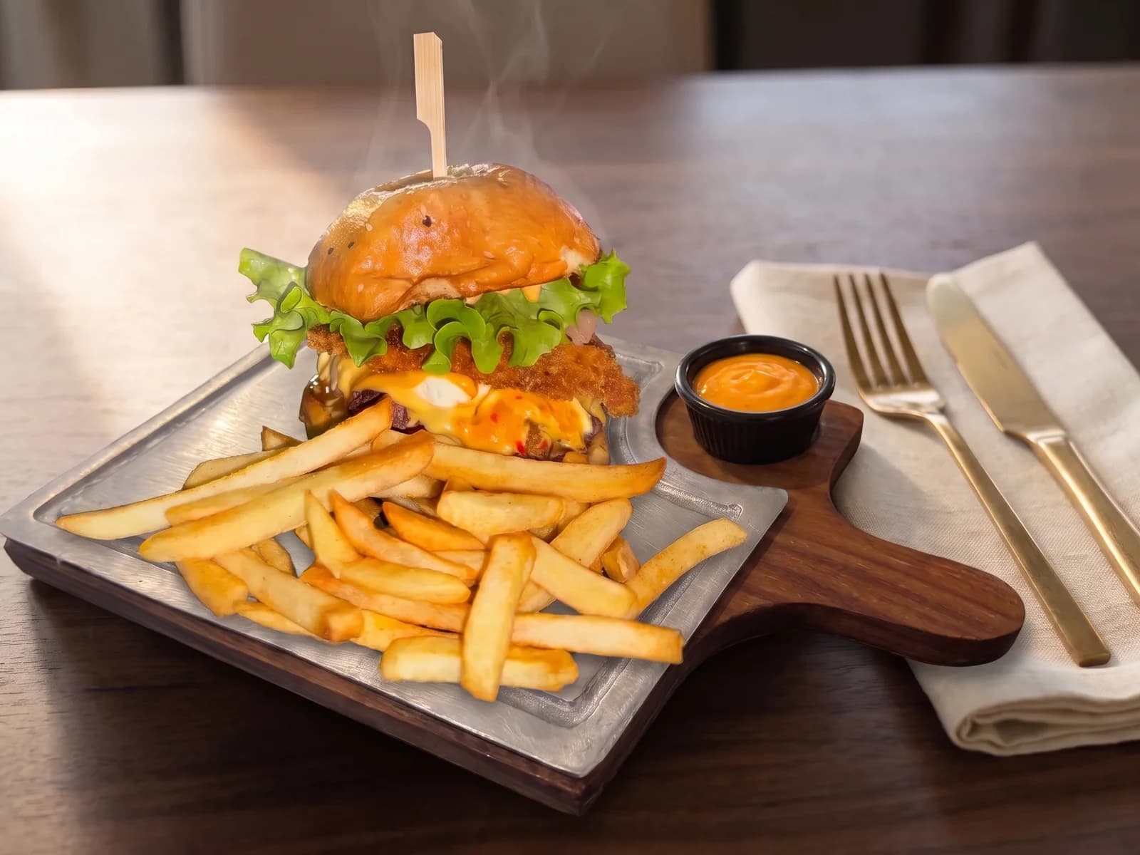 Hamburguesa Angus Crispy Chicken — La Mesa de Oro, Tuluá